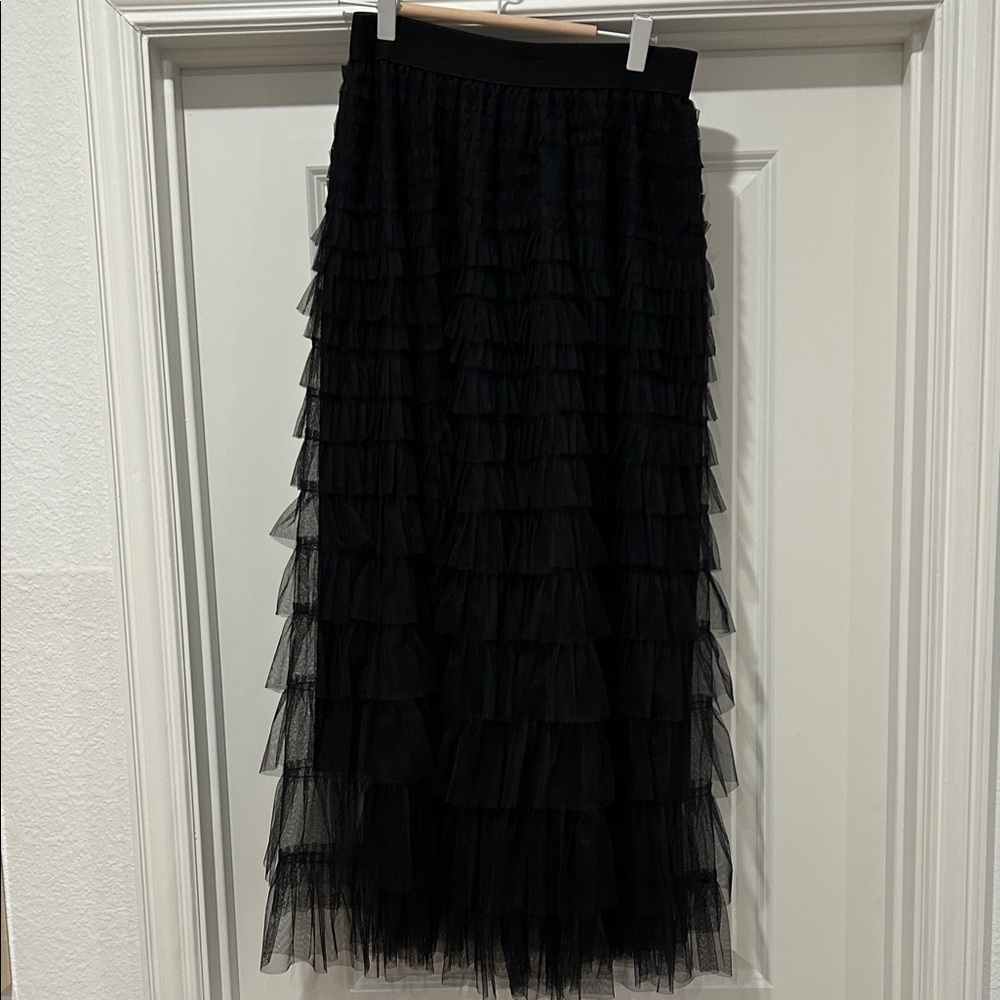 Elegant Black Tiered Skirt